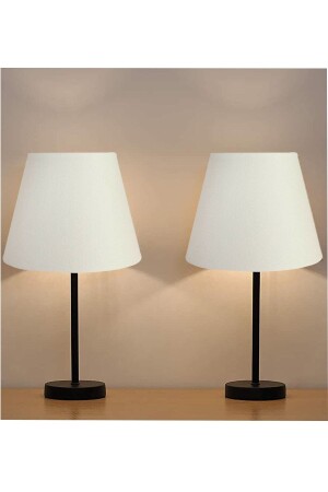 MNZ-Black 2-piece Lampshade المعدنية لعبة الطاولة المضيئة البيضاء - Evlight