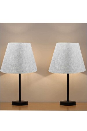 MNZ-Black 2-piece Lampshade Metal Table Lamp Gray TYC00604776302 - EvLight
