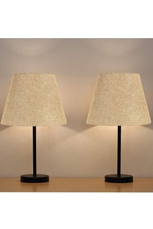 MNZ-Black 2-piece Lampshade Metal Table Lamp رملة بيج TYC00604779167 - EvLight