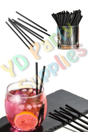 MNZ-Black خشاشة كوكتيل رقيقة خشاشة 300 قطعة 14 سم 4 مم - Yusuf Dirik Yd Party Supplies