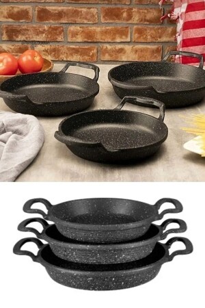 MNZ-Black 3-piece فخمة غرانيت معدنية معدنية المعدنية مجموعة فولاذ المقاوم للصدأ مجموعة البيضة (22-20-18CM) LGY-00513 - LaGabya