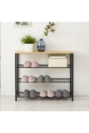 MNZ-Black 4 طبقات رف متعدد الأغراض ورف الأحذية - Retodesign