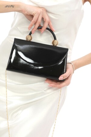 ملون MNZ-Black اللون الوهمية الفاتينات الجلود ثوب المساء حقيبة النساء المتحملة و القناطيس الطويلة الاستخدام (قناطيس السلاسل - Womenacs