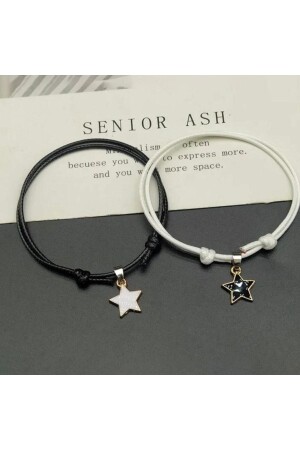 MNZ-Black and White Star Motif سوار مزدوج KBL165 - Köstebek