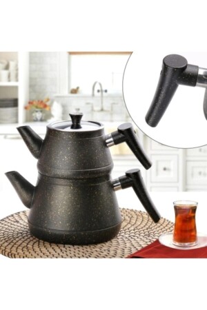 MNZ-Black Bakelite Handle مجموعة من صناديق الشاي - Zümrüt