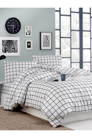 MNZ-Black Checkered Single Duvet Cover Set شرطي-38573 - Coperta