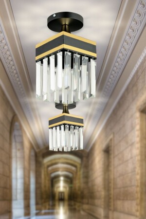 MNZ-Black Crystal Stone Single Placemat مع مربع شريط صفراء متجهة نحو الأسفل فاخر الشنابل AK00091 - Kraliçe