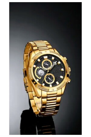 MNZ-Black Dial Gold Case Gold Strap تقويم ساعة المقبض للرجال TYC00629854041 - ÇENÇEN