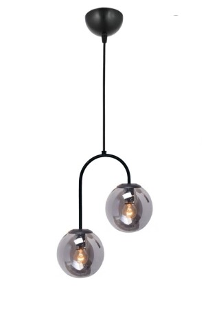 MNZ-Black Double Modern Globe مدخن الزجاج الأسود مصباح العدوانة الشنديلية LMBDR35081 - Lambadar