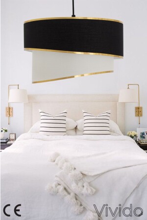 MNZ-Black Fabric Gold Candlelier ABS-6000A - Vivido Abajur