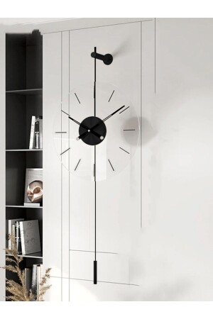 MNZ-Black Gravity 40 سم ساعة الجدار بلاك بيري - ساعة الجدار الحديثة من المعادن والزجاج - Metaquartz Aksesuar