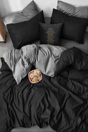 MNZ-Black Gray Cotton Double Duvet Cover Set TYC00191708110 - Ricco Lifes