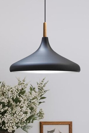 MNZ-Black Interior Color أبيض بطل الخشب واحد شمعة معلق مصباح غرفة المعيشة المطبخ مصباح الإضاءة المصابيح - Bamyum