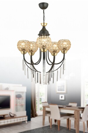 MNZ-Black Irmak 5 قطع كريستال فاخرة صعودية المواجهة للكريستال شمعة الحجر 032385 - KARDELEN AYDINLATMA AVİZE