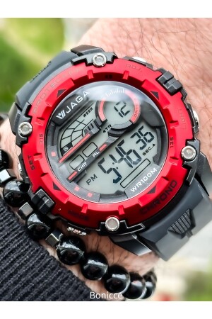 ساعة يد للرجال رقمية MNZ-Black مع ساعة توقف مقاومة للماء JG123Q - Jaga