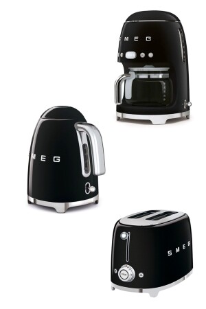 MNZ-Black Kettle 1x2 مشروب كافي محمص ومصفف مجموعة KLF03BL-TSF01BL-DCF02BLEU - Smeg