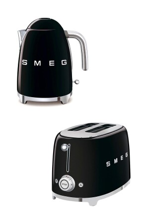 MNZ-Black Kettle و 2x1 Toaster Set Klf03bl-tsf01bl KLF03BL-TSF01BL - Smeg