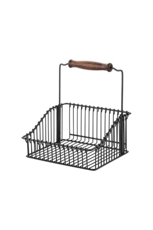 MNZ-Black Kitchen Bathroom Basket متعددة الأغراض Sept Wrought Iron Metal Fintorp نموذج 20*20 - Vip Ahmet