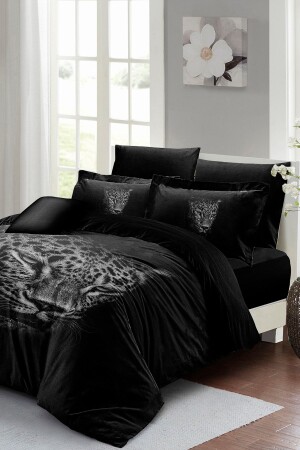 MNZ-Black Leopard Double Duvet Cover Set خاصة من القطن الساتين 3d تصميم خاص MONOHOME24598 - Monohome