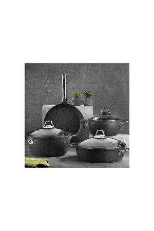 MNZ-Black Line 7 Piece Induction Granite Cookware Set Bln 3037 P157PŞÜ. 62840. 01 - Falez