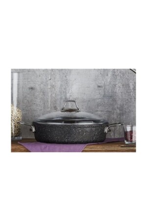 MNZ-Black Line Granite Cast Short Pot 30 سم FLZ-BLCKLN30KS-SIY - Falez