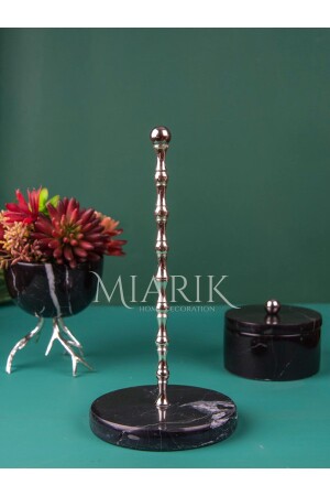 MNZ-Black Marble Ball Accessory نيبكين هولدر توول هولدر فولدر سلفي أسود وفلورستوك نيبكين هولدر - MIARIK DESIGN & DEKORASYON