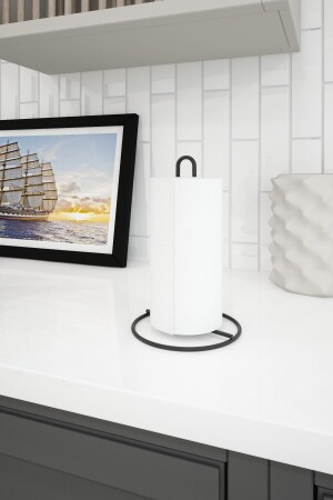 MNZ-Black Metal Paper Towel Holder ملء بالصلب مغطى صامداً مع الدرجات القياسية والكبيرة - Alper Banyo