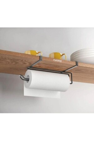 MNZ-Black لا يتصدأ ورق معدني من ورق الصفراء حامل المناشف المطبخ ورق المناشف رف المناشف رف مستقيم - Metalay