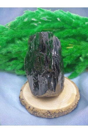 MNZ-BLACK OBSIDIAN STONE NATURAL STONE مع موقف (مؤكد) - Doğal Taş Cenneti