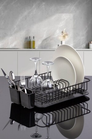 MNZ-Black طبقة واحدة عصرية رف الصحنات رف الأطباق - Okyanus Home