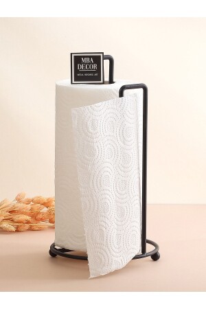 MNZ-Black Paper Towel Holder تصميم أرنغونومي أجهزة المطبخ الحديثة لوازمة طاولة المطبخ - Mba Decor Metal Bending Art
