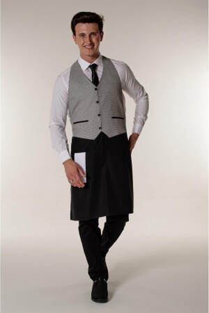 MNZ-Black Piyedepul مطعم مطعم النادل مقعد مع سترة وملابس ملابس - Mert Giyim