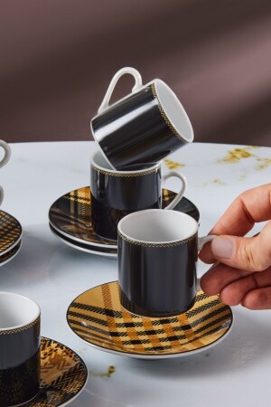 كوب قهوة من نوع MNZ-Black Plaid Set لـ 6 أشخاص 80 ملي 153 03. 06. 8751 - Karaca