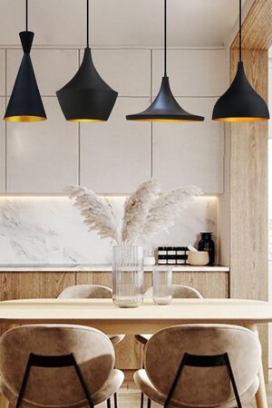 MNZ-Black Quadruple Magna Chandelier مصباح العصا المكتبية المكتبية المكتبة المطبخة المكتبية المتجر المطعم الحديث - Bamyum