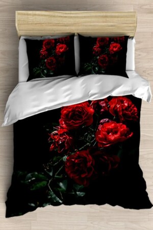 MNZ-Black Red Roses Flowers 3D نمطية غطاء غطاء مزدوج غطاء غطاء غطاء غطاء غطاء غطاء غطاء غط - Else Halı