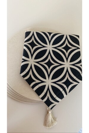 MNZ-Black Ring Pattern Runner + 6 قطع شاحن مجموعة 123SIYAHHALKA - PREMIER