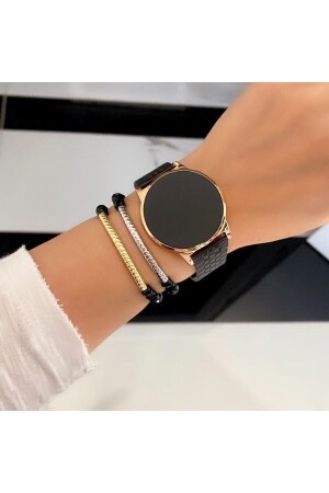 MNZ-Black Rose Unisex Steel Digital Touch Screen ساعة معصم ÇENÇEN269 - ÇENÇEN