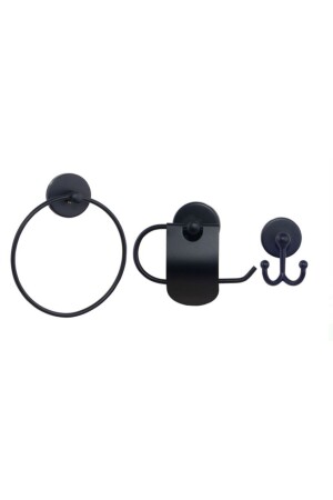 MNZ-Black Round Towel Holder Set of 3 مضيقة الغطاء المعدات غطاء الملابس المسبقة - MultiStore
