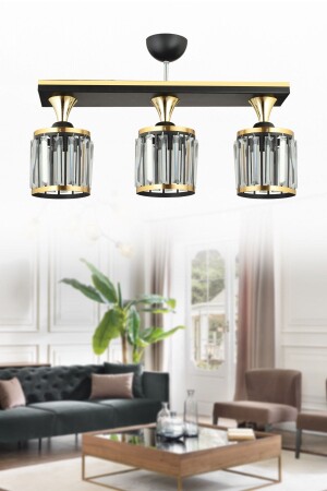 MNZ-Black Row Crystal Stone 3-Plafone الصفراء المخططات السلنجر الفاخرة الشنابل TYC00829672196 - Kraliçe