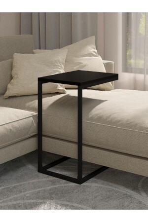 طاولة جانبية من نوع MNZ-Black Side Table، طاولة جانبية من نوع Sofa Black مع ساقات معدنية، طاولة قهوة C سوداء، طاولة قهوة واحدة NCS00002 - NEATS