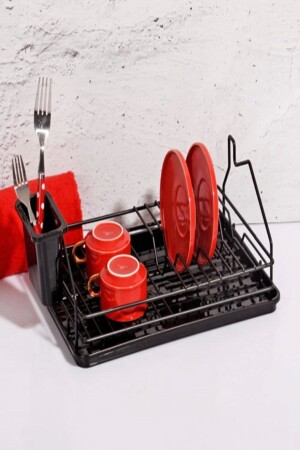 MNZ-Black Single Tier Small Plate Dish Basket Ossobulasik1 - Osso Halı