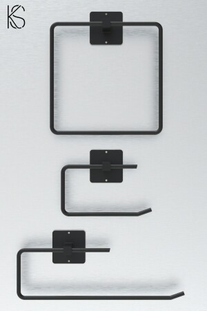 MNZ-Black Square Towel Holder Roll Towel Holder WC Napkin Holder مجموعة من 3 - Kilinç Store