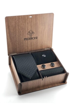 MNZ-Black Tie Handsquape Mancufflinks Socks خاصة مجموعة PS1326 - PİERRONİ