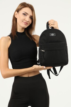 MNZ-Black U21 Zippered 2 compartment الجيب الأمامي المفصلة القماش اللوحة اليونيسكس حقيبة الظهر L:32 سم E:24 سم W:11 C - Shaka