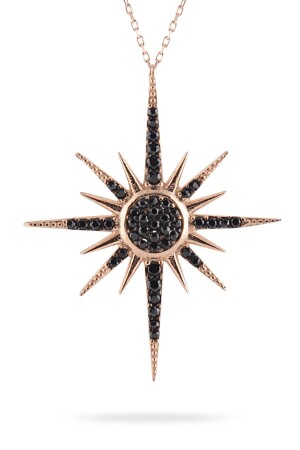 MNZ-Black Zircon Stone Polar Star Model نسائي 925 سبرينغ فضية عنق Gklktpyldzi-alt GKLKTPYLDZI - OSMANLI GÜMÜŞ