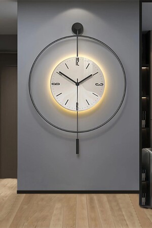 MNZ-Blackfred 60 سم - بطارية مدفوعة (يتميز بـ 3 بطاريات) - ساعة جدارية زجاجية معدنية حديثة - Metaquartz Aksesuar