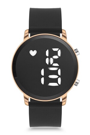 MNZ-Black-gold Silicone Strap Led Watch للنساء والرجال ساعة المساواة ÇENÇEN0200009 - ÇENÇEN