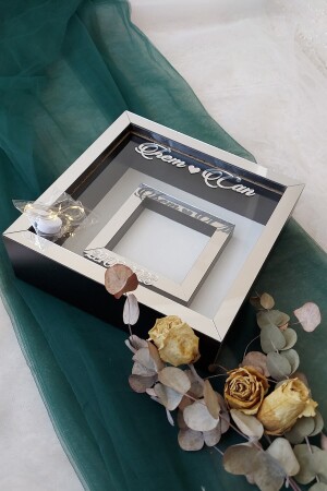 MNZ-Black-Silver Color Verda Memory Frame مع LED 25x25 سم إطار الصور - 6 سم إطار ذاكرة عمق - Verda Çerçeve