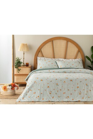 MNZ-Bloom Check القطن مزدوج غطاء غطاء مجموعة 200x220 سم خضراء TYCUXVXUJN168555238850332 - English Home