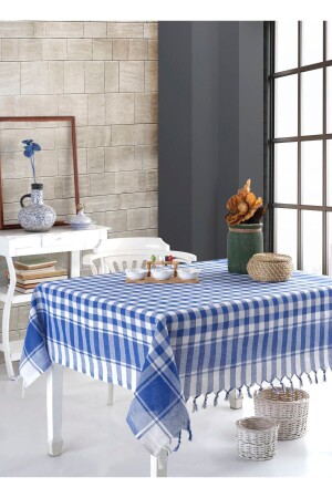 MNZ-Blue نمط مربع كبير 150x150 سم غطاء الطاولة - Lux Touch